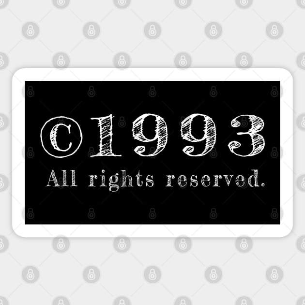 Vintage Birthday Copyright 1993 All Rights Reserved Sticker by bpcreate